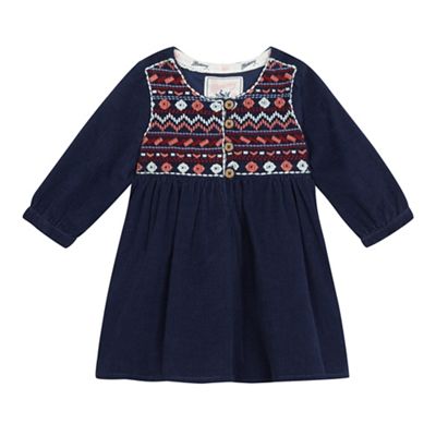 Mantaray Baby girls' blue bunny embroidered dress